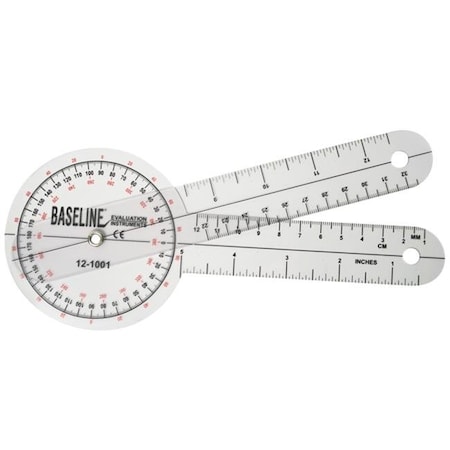 Fabrication Enterprises Fabrication Enterprises 12-1001 Baseline Plastic Goniometer - 360 Degree Head - 8 in. Arms 12-1001